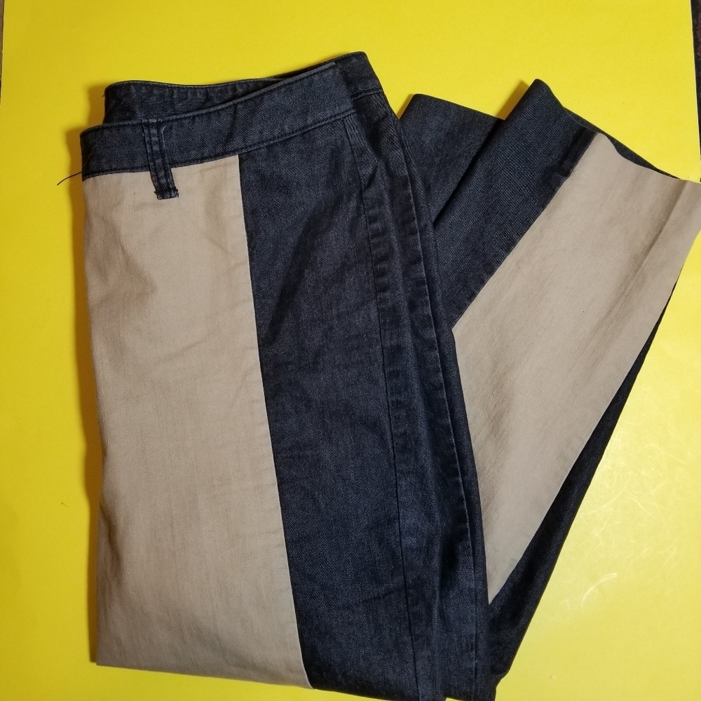 Larry Levine Tan black 2 tone pants      Colorblock Trendyb 12